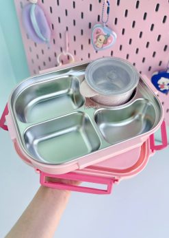 ظرف غذای فلزی ملودی کیوت صورتی