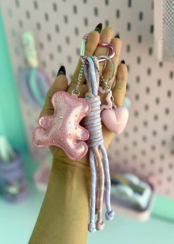 چارم تدی نگینی صورتی پاستلی