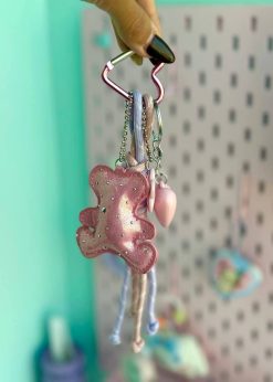 چارم تدی نگینی صورتی پاستلی