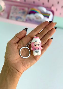 جاکلیدی مخملی لبوبو کیوت صورتی