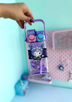 قمقمه شفاف دسته دار کرومی بنفش