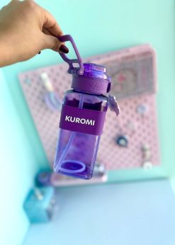 قمقمه مکعبی شفاف کرومی بنفش