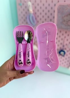 ست قاشق و چنگال کرومی کیوت صورتی