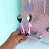 ست قاشق و چنگال کرومی کیوت صورتی