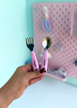 ست قاشق و چنگال کرومی کیوت صورتی