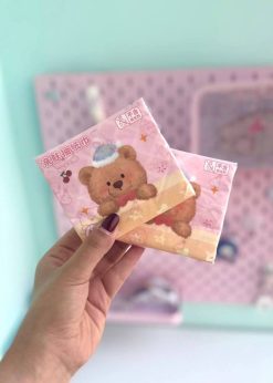 دستمال کاغذی مربعی تدی کیوت صورتی