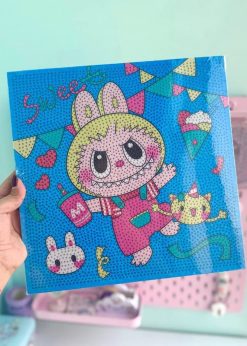 نقاشی الماسی مربعی لبوبو صورتی