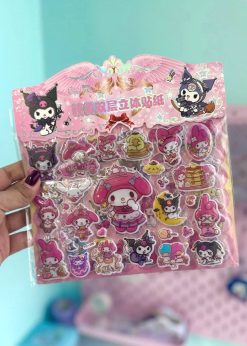 استیکر برجسته دو برگی ملودی صورتی