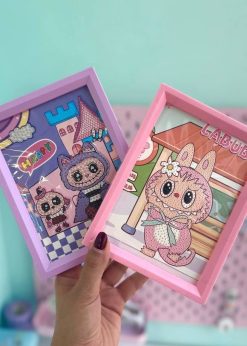 نقاشی الماسی قاب دار لبوبو پاستلی