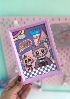 نقاشی الماسی قاب دار لبوبو پاستلی