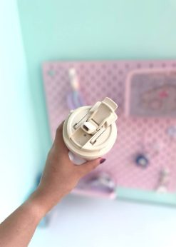 تراول ماگ پاپیون دار کیوت صورتی پاستلی