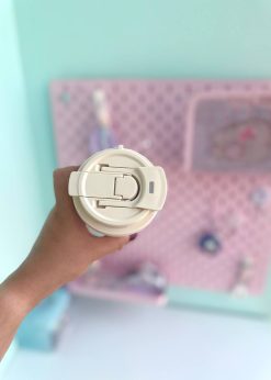 تراول ماگ پاپیون دار کیوت صورتی پاستلی