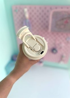 تراول ماگ پاپیون دار کیوت صورتی پاستلی