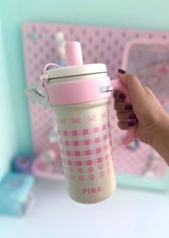 تامبلر چهارخونه پاپیون دار صورتی پاستلی