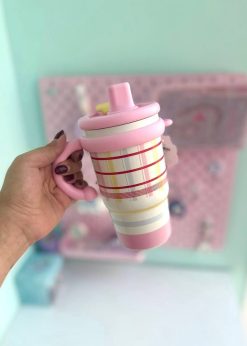 تامبلر دسته دار چهارخونه طوسی صورتی