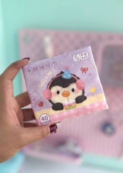 دستمال کاغذی مربعی پنگوئن صورتی