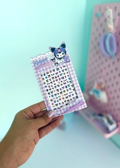 استیکر ناخن چهارخونه کرومی یاسی