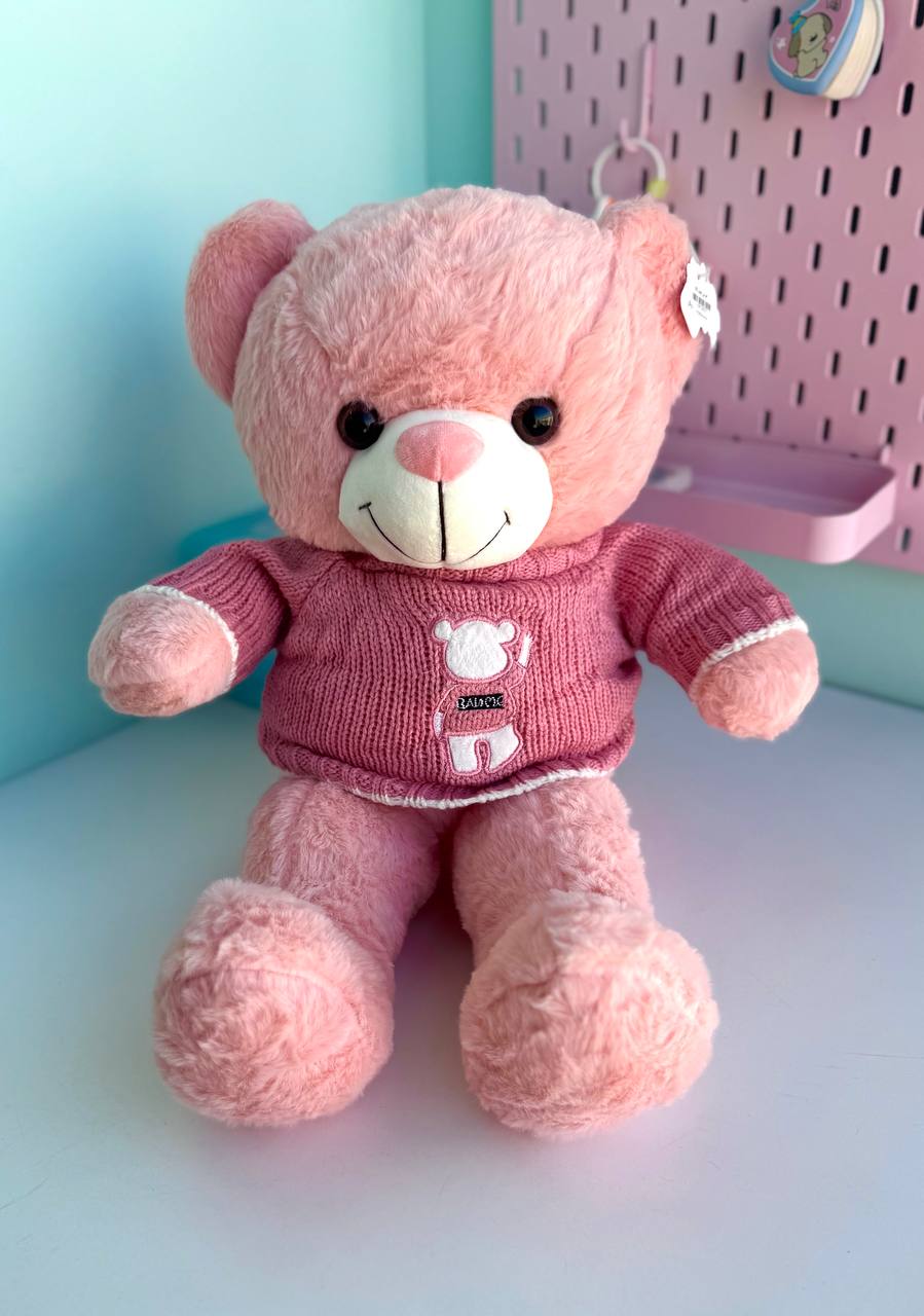 عروسک تدی نشسته پلیور صورتی