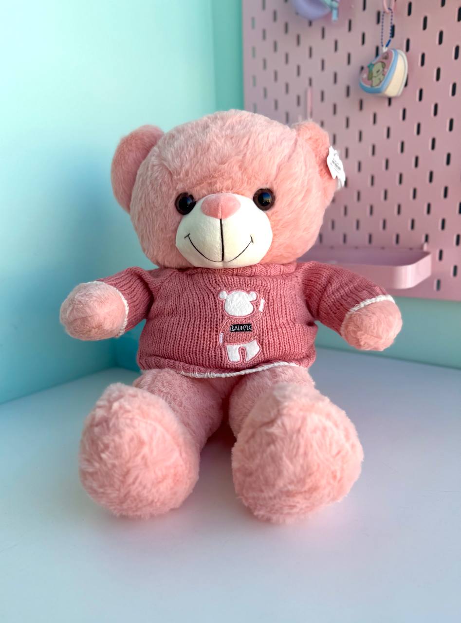 عروسک تدی نشسته پلیور صورتی