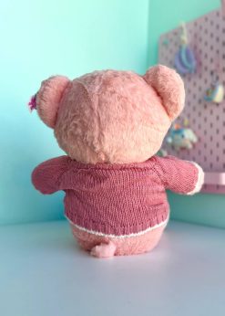 عروسک تدی نشسته پلیور صورتی