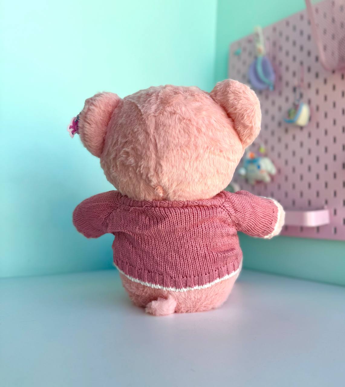 عروسک تدی نشسته پلیور صورتی