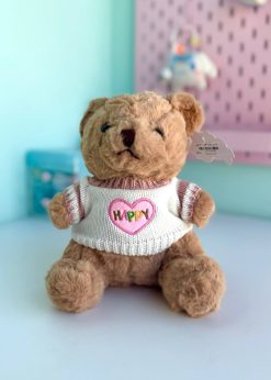 عروسک تدی پلیور قلبی قهوه ای