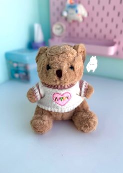 عروسک تدی پلیور قلبی قهوه ای