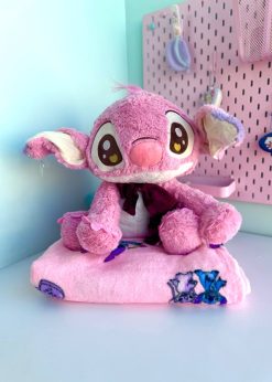 پتو بالشتی استیچ پاپیون دار صورتی