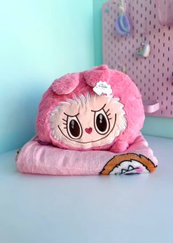 پتو بالشتی کیفی لبوبو صورتی