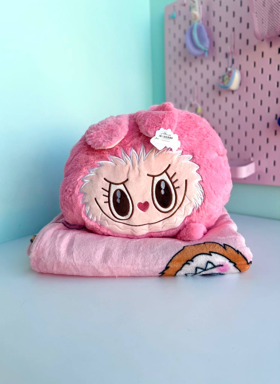 پتو بالشتی کیفی لبوبو صورتی