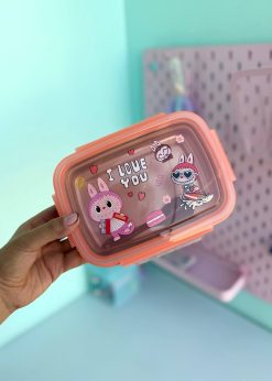 ظرف غذای فلزی لبوبو صورتی