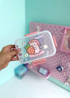 ظرف غذای فلزی توت فرنگی صورتی