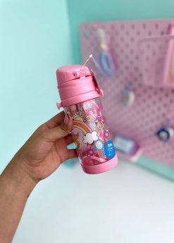 قمقمه استوانه ای بند دار ملودی صورتی