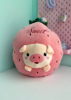 پتو بالشتی توت فرنگی گرد صورتی