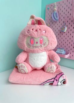 پتو بالشتی لبوبو خرگوشی صورتی