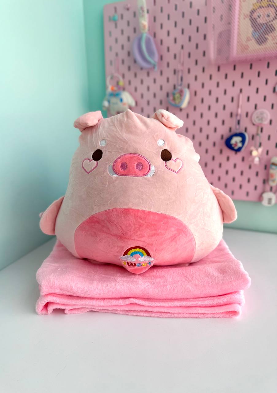 پتو بالشتی خوک کیوت صورتی