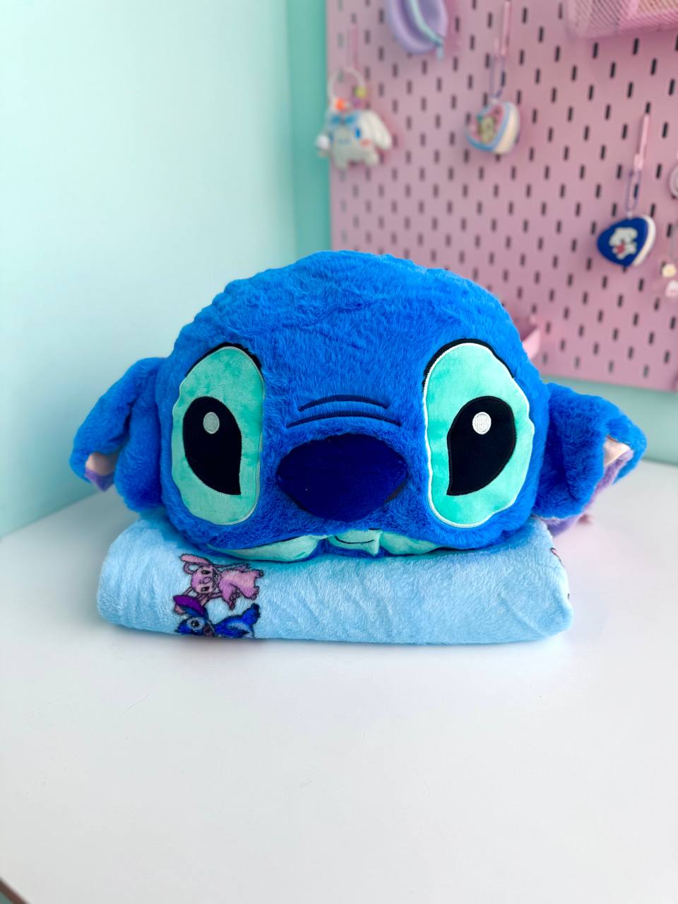 پتو بالشتی استیچ گرد کیوت آبی