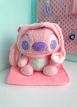 پتو بالشتی استیچ کلاه دار نشسته صورتی