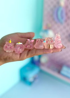 دکوری شبتاب آویز دار خوک شفاف پاستلی