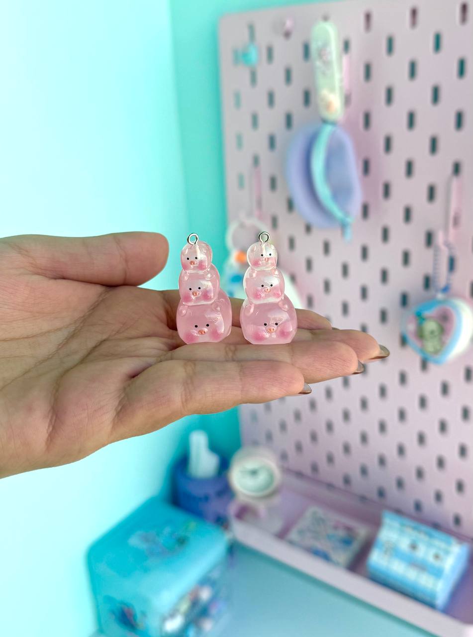 دکوری شبتاب آویز دار خوک شفاف پاستلی