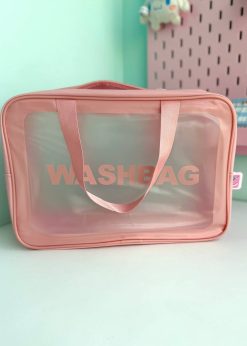 کیف لوازم‌ آرایش مستطیلی صورتی