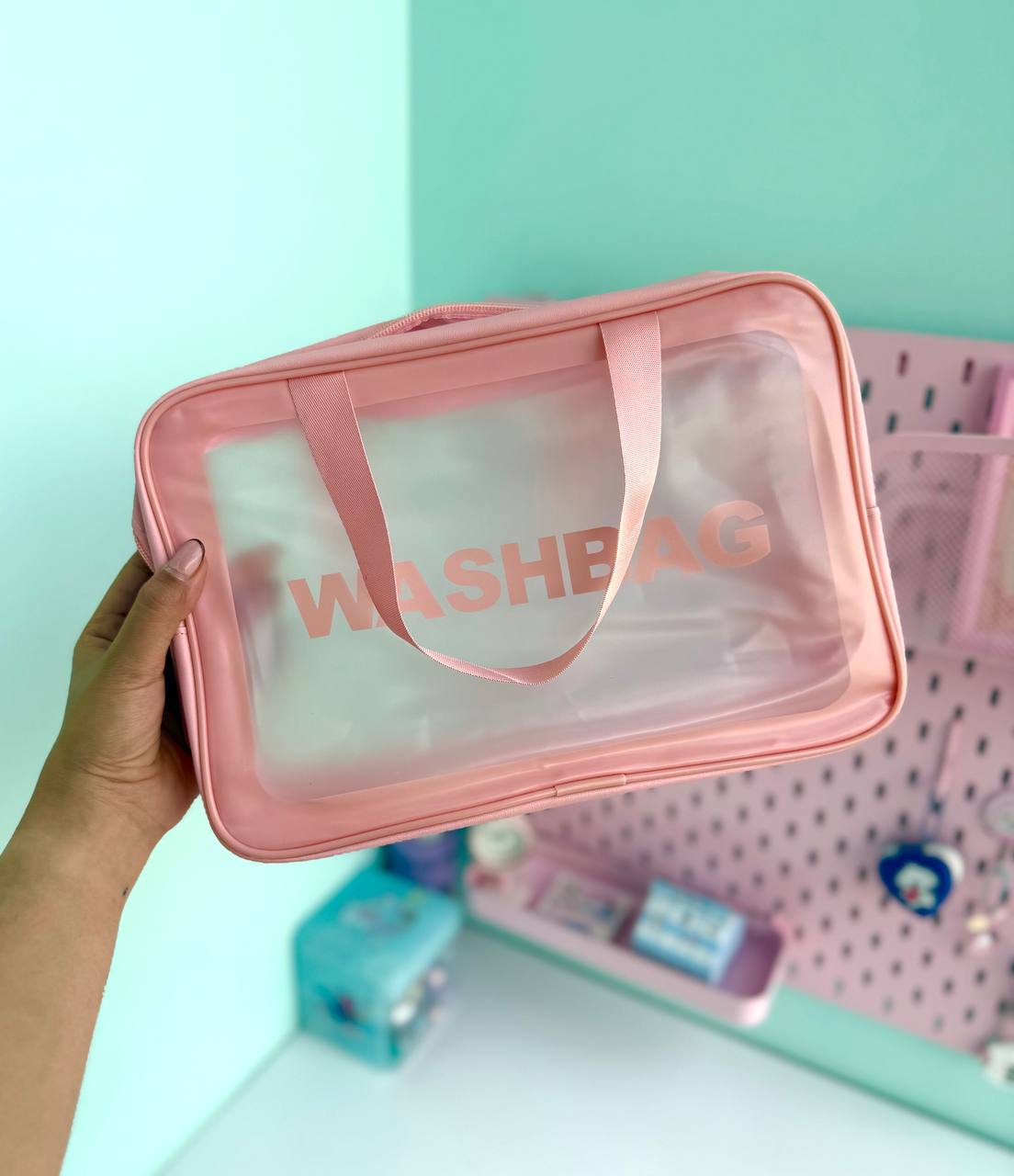 کیف لوازم آرایش مستطیلی صورتی