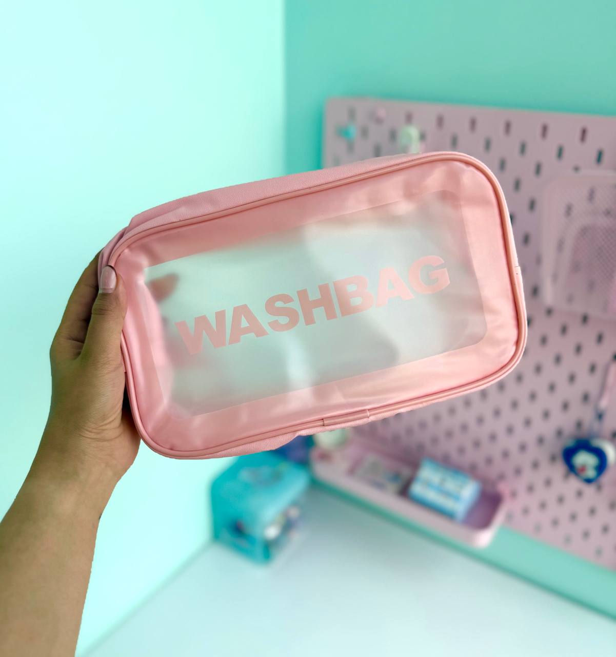 کیف لوازم آرایش مستطیلی صورتی