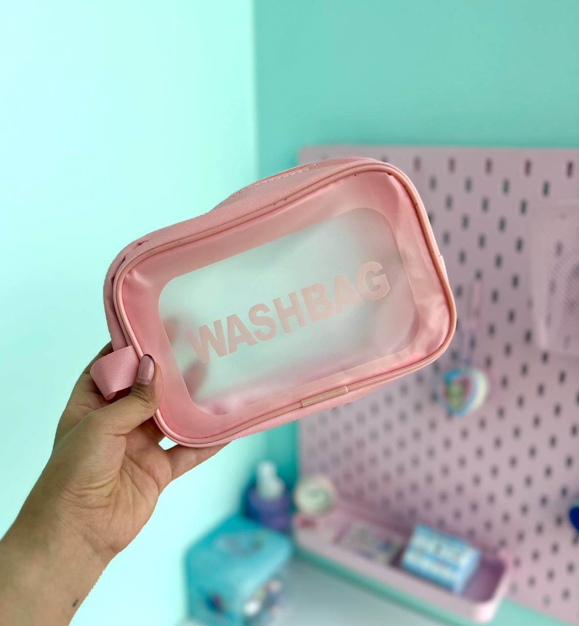 کیف لوازم آرایش مستطیلی صورتی
