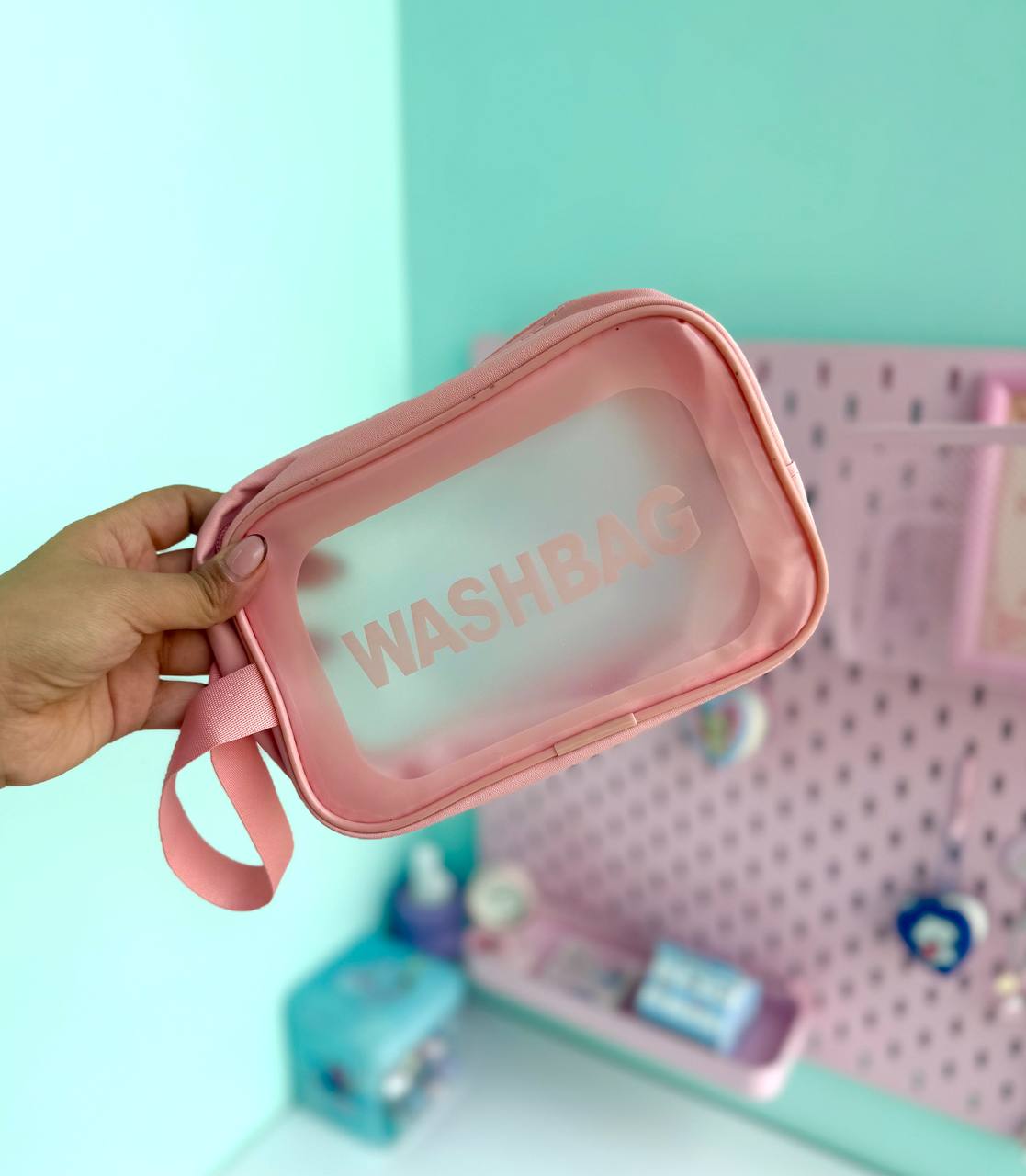 کیف لوازم آرایش مستطیلی صورتی