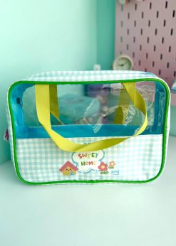 کیف لوازم آرایش چهارخونه رنگی