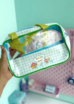 کیف لوازم آرایش چهارخونه رنگی