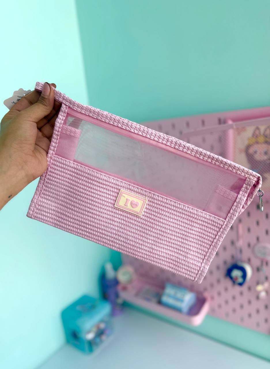 کیف لوازم آرایش مستطیلی صورتی