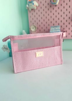 کیف لوازم آرایش مستطیلی صورتی