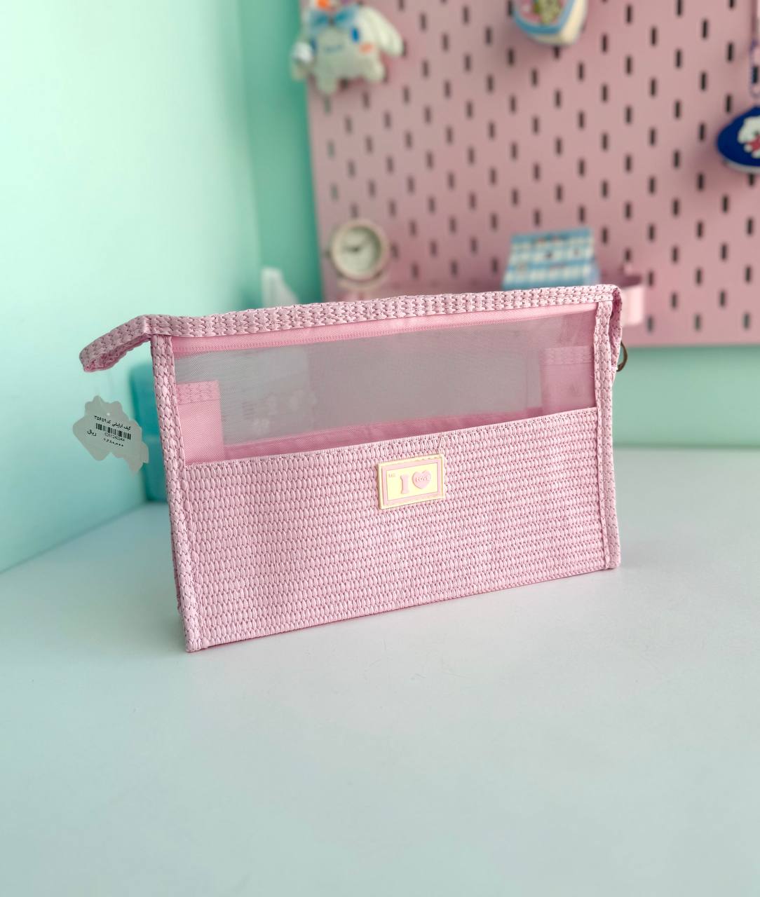 کیف لوازم آرایش مستطیلی صورتی